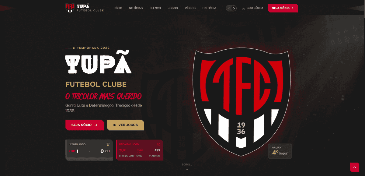 Tupã FC — Web Design Esportivo