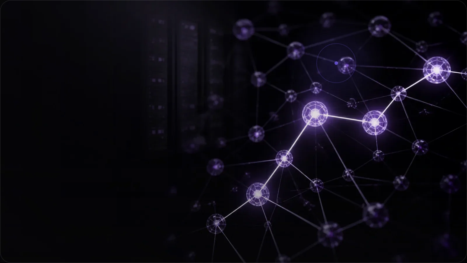 Capa editorial Quaerion para “AI Referral Engine: o método da Quaerion em 4 fases”, representando uma rede de entidades e evidências em ambiente tecnológico escuro.